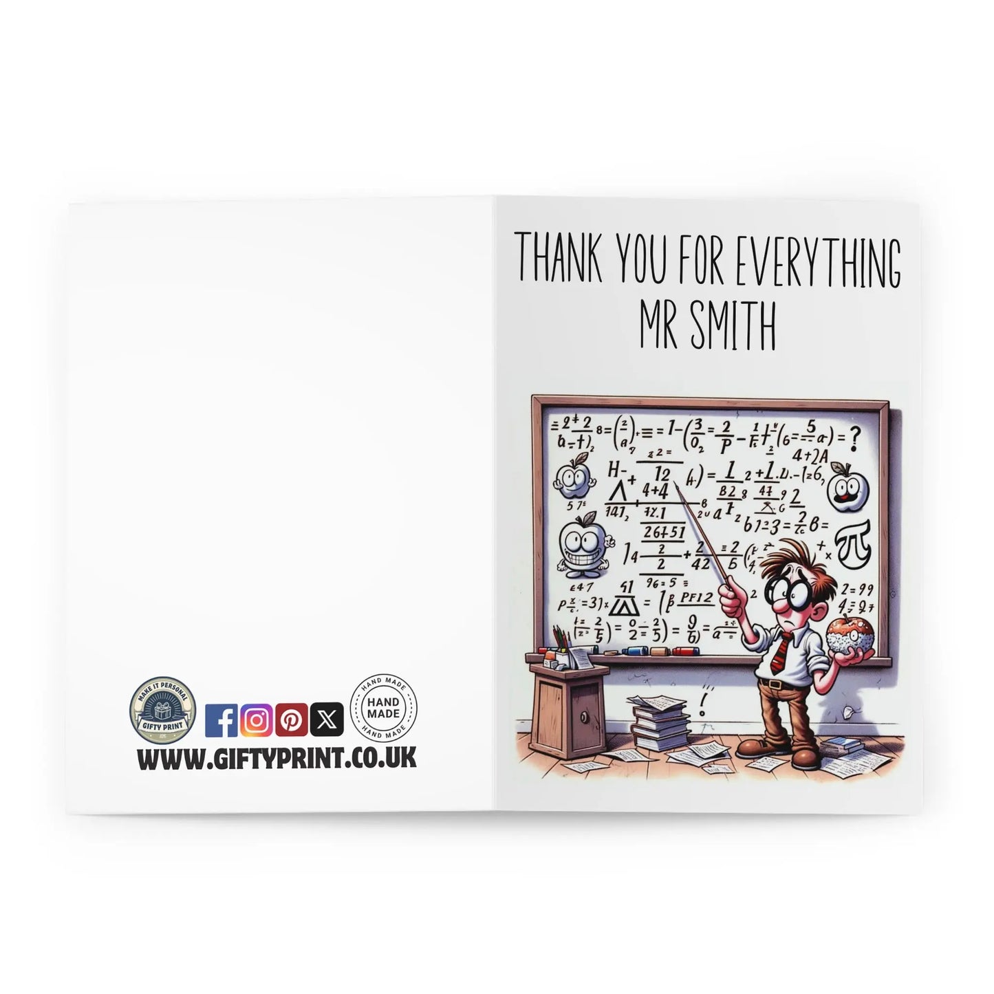 Teachers Thank You Card Funny Male Teacher Cartoon