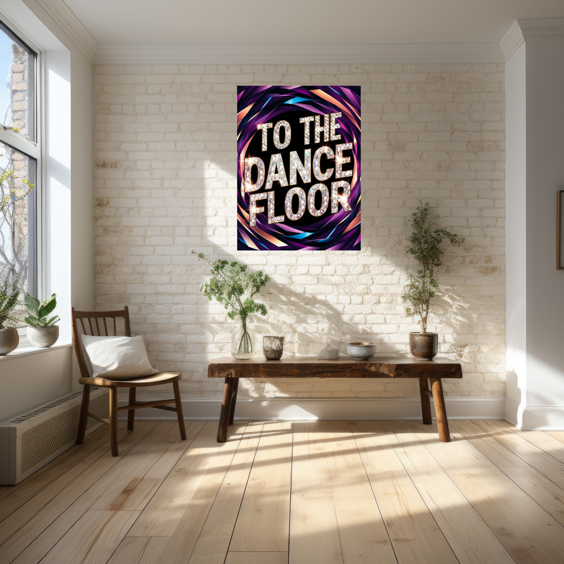 To The Dance Floor Glitter Text Wall Art Print context