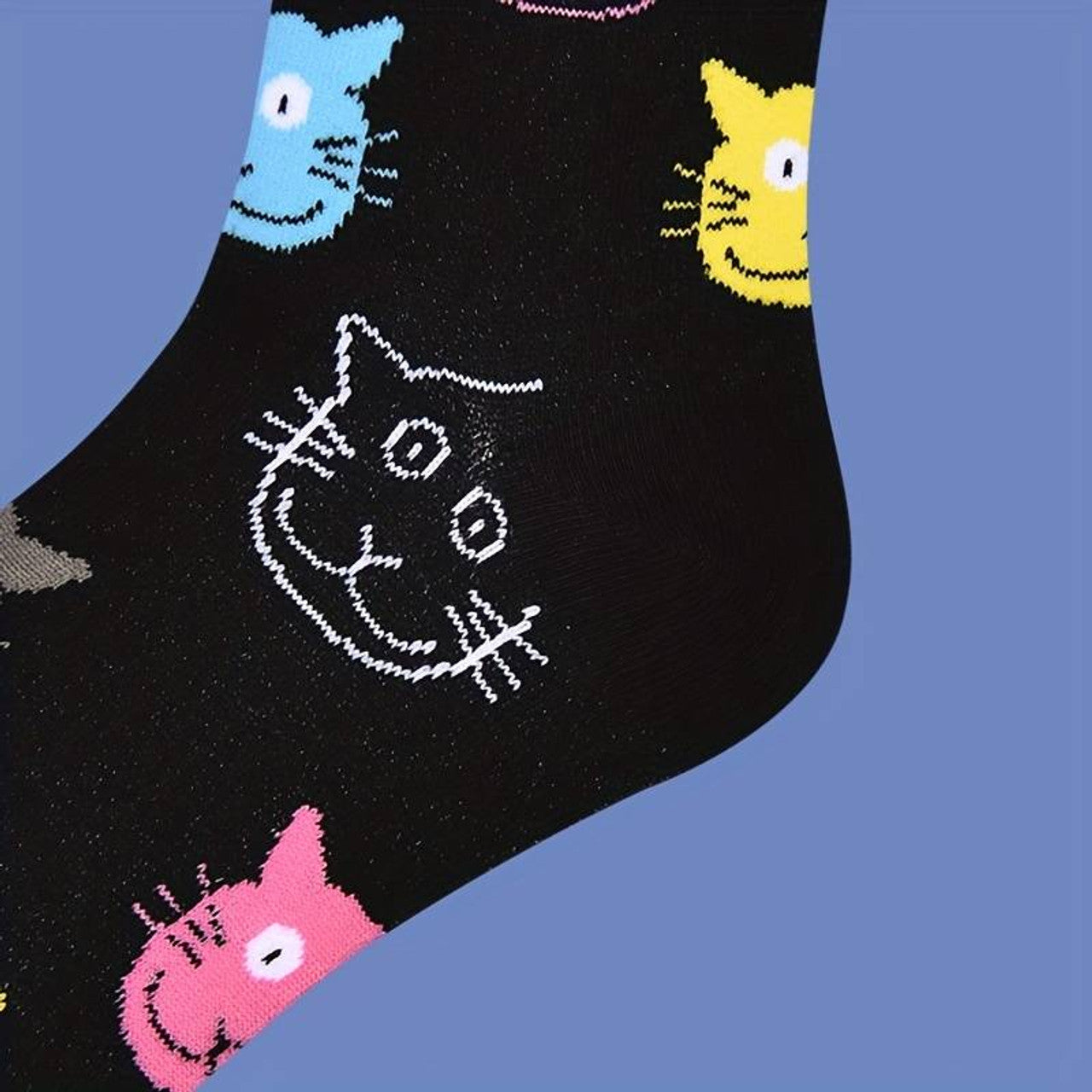 Cute Unisex Cat Face Colour Socks Novelty Gift Socks