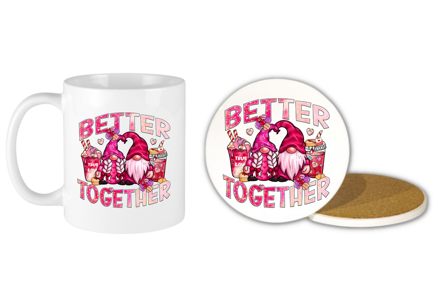 Valentines Gift Ceramic Coaster & Mug Better Together Gonks