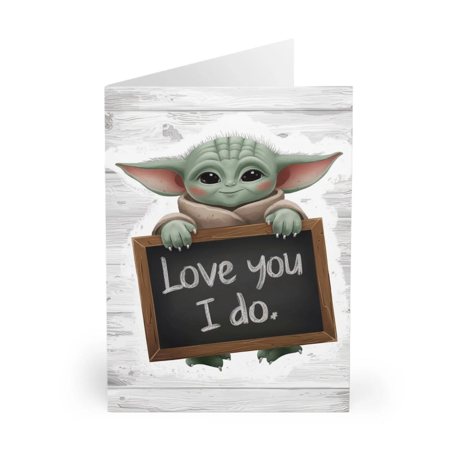 front Valentines Day Card Baby Yoda Love You I Do Black Board