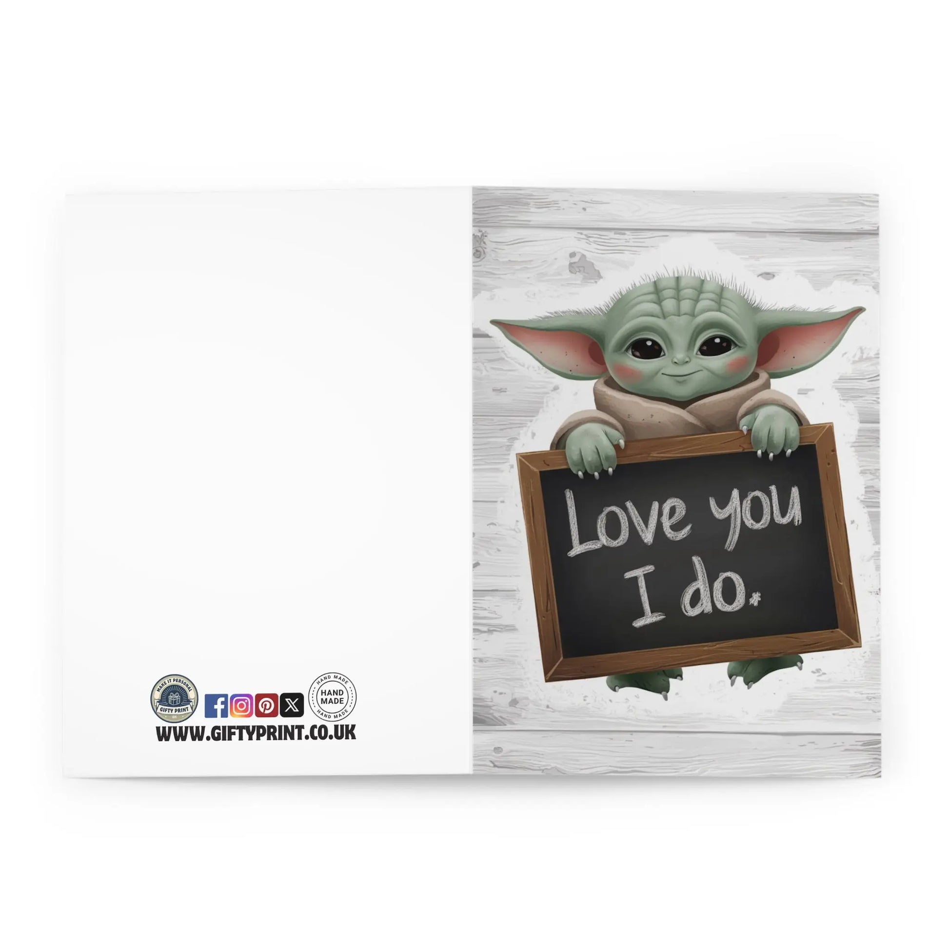 open Valentines Day Card Baby Yoda Love You I Do Black Board