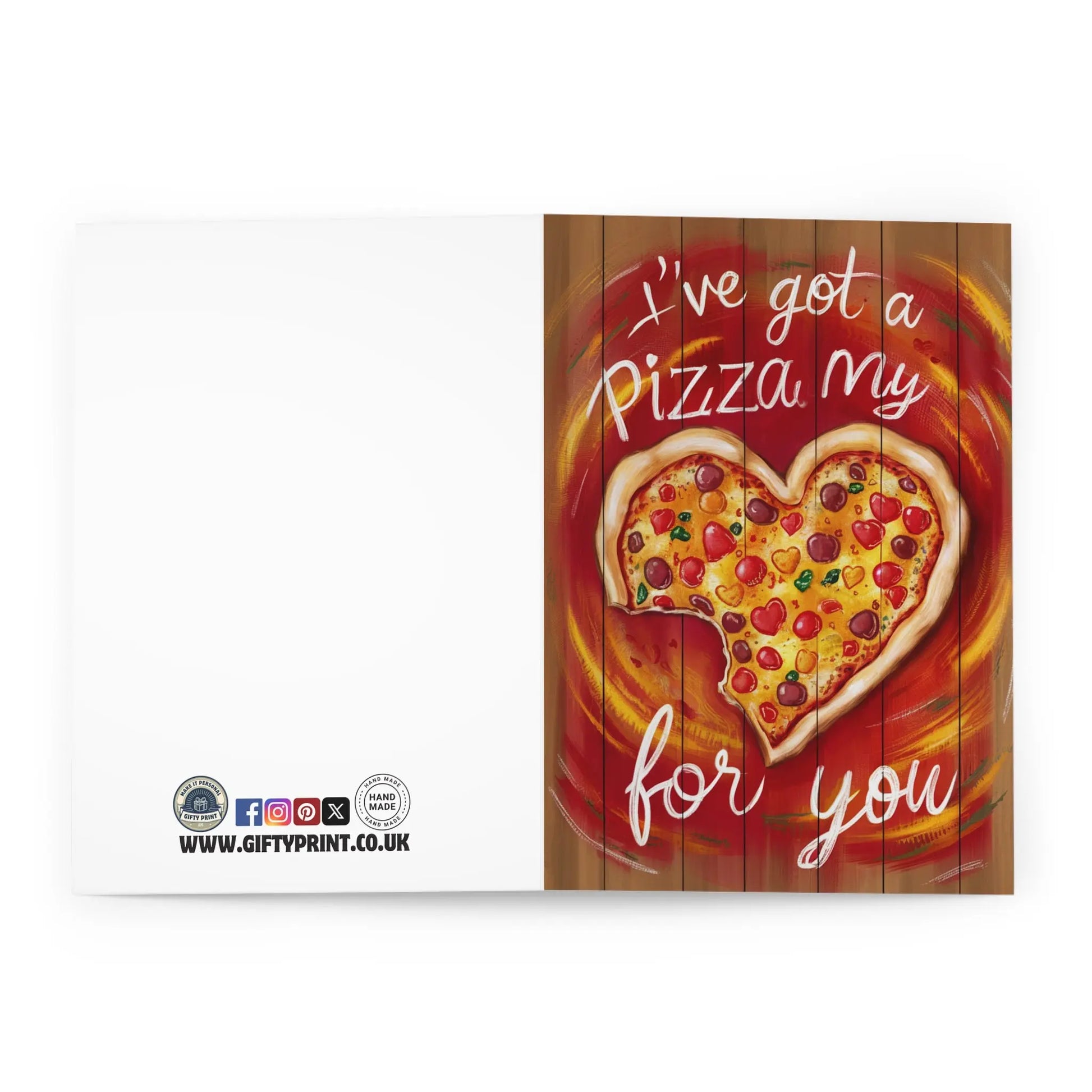 open view of Valentines Day Card I've Got A Pizza My Heart For You