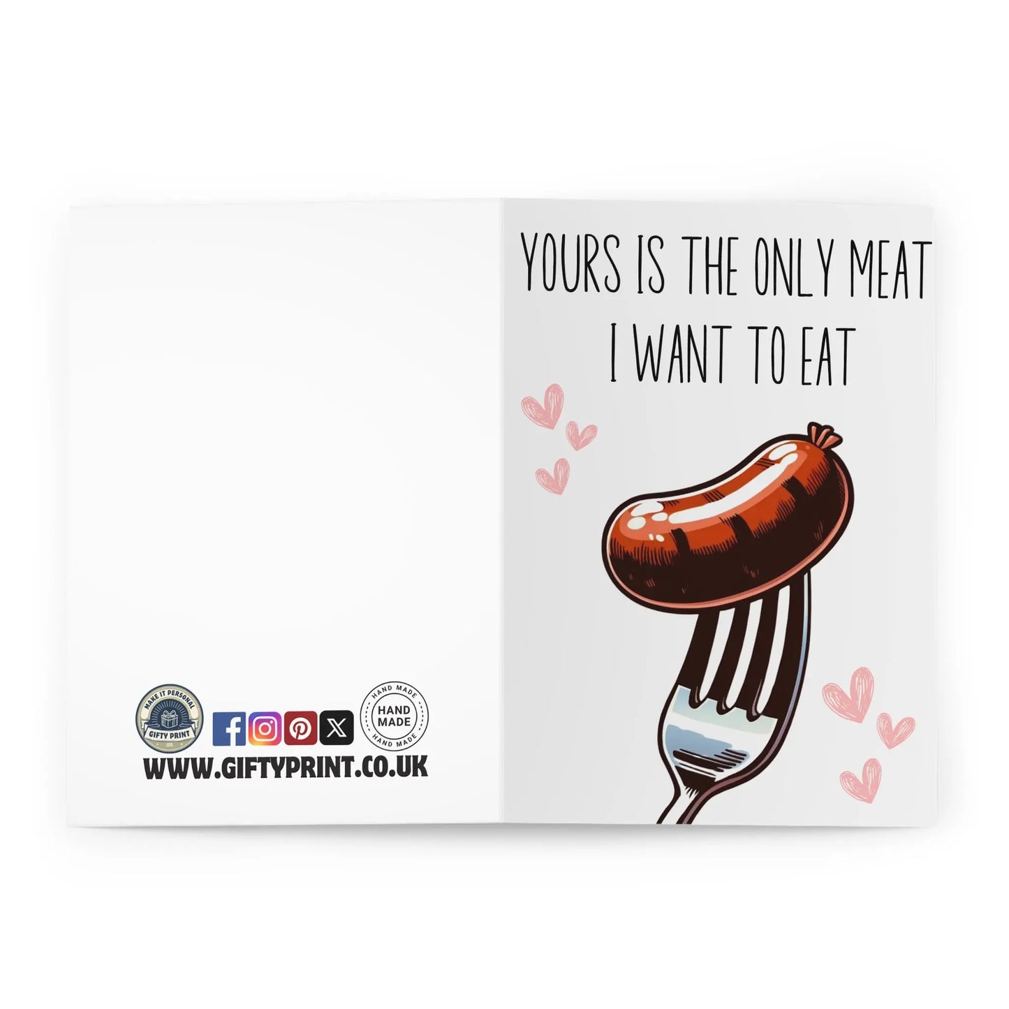 open view of Valentines Day Card Yours Is The Only Meat I Want To Eat