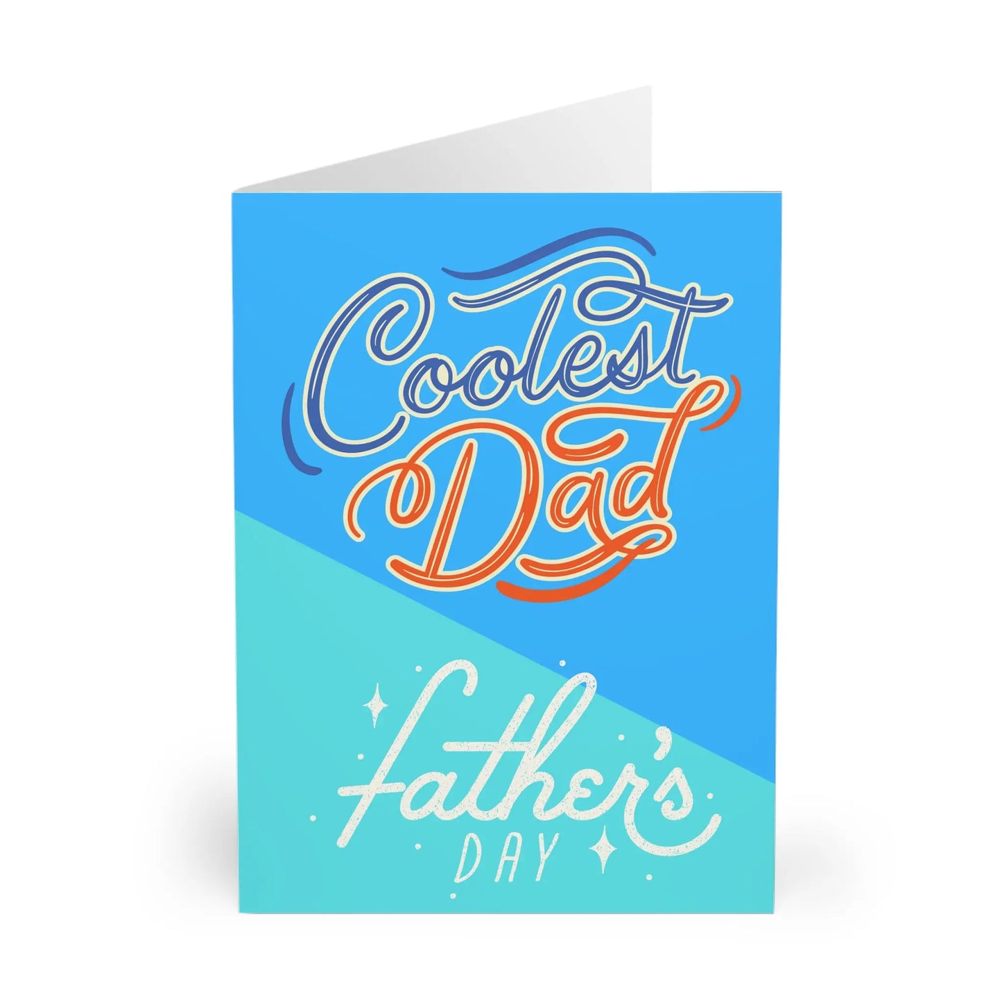 close up view of Fathers Day Card Coolest Dad Blue Block Colours