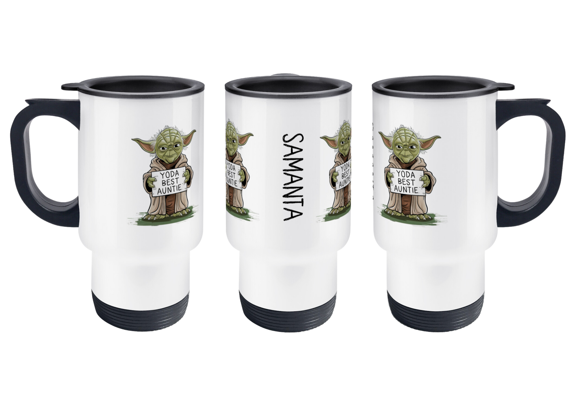 Personalised Yoda Best Auntie Travel Coffee Mug