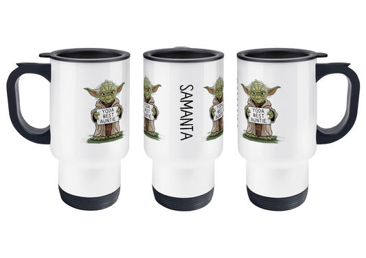 Personalised Yoda Best Auntie Travel Coffee Mug